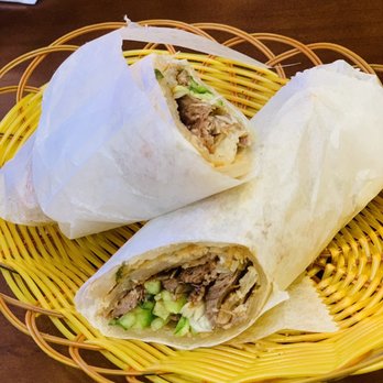 Din Soup Dumplings - Scallion Pancake with sliced beef- with hoisin sauce inside - delicious!   A13. Scallion Pancake with Sliced Beef - Dim Sum Near Me - Brooklyn, New York