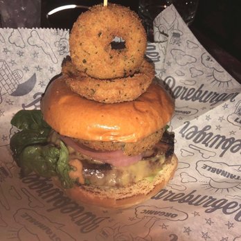 Bareburger - Hell's Kitchen - Supreme Burger without bacon, provolone cheese,added pickles and pickled red onion. - Burgers Near Me - New York, New York Bareburger - Hell's Kitchen - Supreme Burger without bacon, provolone cheese,added pickles and pickled red onion. - Burgers Near Me - New York, New York