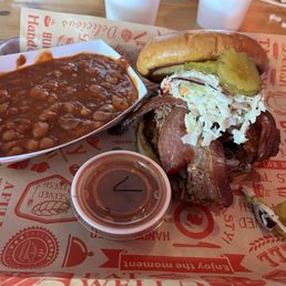 Triple Threat Sandwich with House Pork Rinds