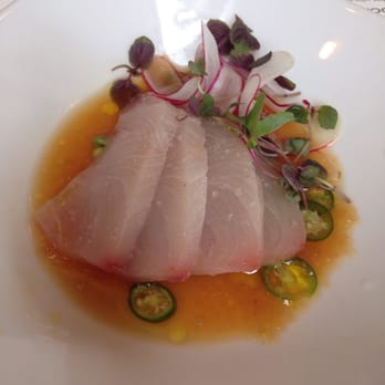 Fishing With Dynamite - Hamachi $17: ponzu, avocado, red radish, serrano, shiso. Yummy! - Seafood Near Me - Manhattan Beach, California