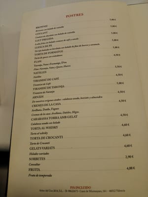 Menu photo 3 Alqueria de la Mar Valencia, V