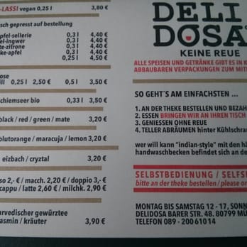 Delidosa - Speisekarte April 2016 - Indian Near Me - Munich, BY