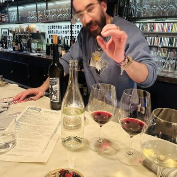 Mirabelle Wine Bar - Vince pairing a wine with our dark chocolate crème brûlée - Wine Bars Near Me - Los Angeles, California Mirabelle Wine Bar - Vince pairing a wine with our dark chocolate crème brûlée - Wine Bars Near Me - Los Angeles, California