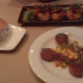 Bonefish Grill - Bread and Oil, Bacon Wrapped Atlantic Sea Scallops and Thai Coconut Shrimp. - Seafood Near Me - Lancaster, Pennsylvania