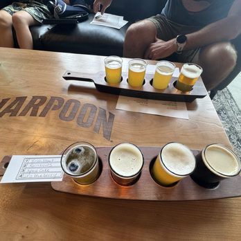 Harpoon Brewery - The flights at the couch seating area. - Brewpubs Near Me - Manchester, New Hampshire