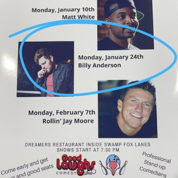 Dreamers Restaurant - Get tickets while you can the shows sell out at Swamp Fox Lanes/Dreamers comedy night - Burgers Near Me - Moncks Corner, South Carolina Dreamers Restaurant - Get tickets while you can the shows sell out at Swamp Fox Lanes/Dreamers comedy night - Burgers Near Me - Moncks Corner, South Carolina