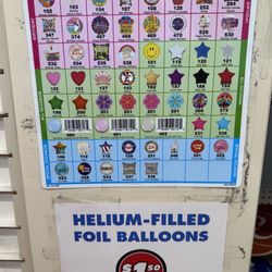 They sell helium filled balloons for $1.50 each. Won't fill balloons from outside but these are the selections they have.