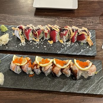 Sushi Hiro - Red Dragon Roll (Top)  Simba Roll (Bottom) - Japanese Near Me - Federal Way, Washington