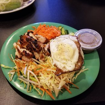 Sprouts Vietnamese Eatery - Rice with chicken, fried egg and peanut sauce. - Vietnamese Near Me - Bethel, Connecticut Sprouts Vietnamese Eatery - Rice with chicken, fried egg and peanut sauce. - Vietnamese Near Me - Bethel, Connecticut