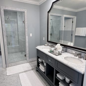 The Jefferson Hotel - Bathroom (built in tv in mirror) - Hotels Near Me - Richmond, Virginia The Jefferson Hotel - Bathroom (built in tv in mirror) - Hotels Near Me - Richmond, Virginia