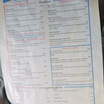 Four Corners Restaurant & Fuel Stop - Front of the menu breakfast - Convenience Stores Near Me - Ainsworth, Iowa
