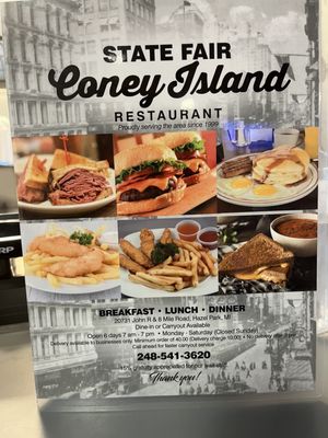 Menu photo 5 State Fair Coney Island Restaurant Hazel Park, MI