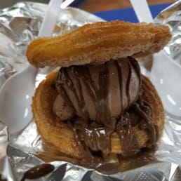 Chocolate ice cream chrro with nutella