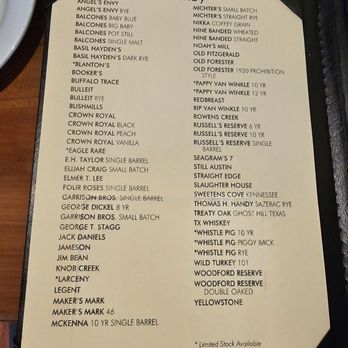 Cover 3 - Bourbon & whiskey menu - New American Near Me - Austin, Texas