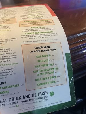 Menu photo 3 The Irishman Pub Dallas, TX