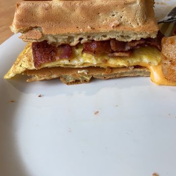 Eggs Up Grill - Waffle sandwich , not that great. Waffle way too soggy - Waffles Near Me - Greenville, South Carolina Eggs Up Grill - Waffle sandwich , not that great. Waffle way too soggy - Waffles Near Me - Greenville, South Carolina