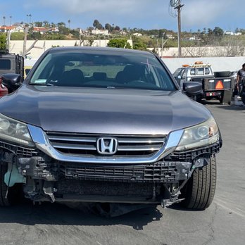 Topline Auto Collision - Not even drivable because a big piece of what's left of front bumper was scraping . - Body Shops Near Me - Fullerton, California Topline Auto Collision - Not even drivable because a big piece of what's left of front bumper was scraping . - Body Shops Near Me - Fullerton, California