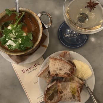 Buvette - Tajine de Aubergine, complimentary bread/butter - French Near Me - New York, New York Buvette - Tajine de Aubergine, complimentary bread/butter - French Near Me - New York, New York