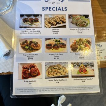 Capers Eat & Drink - Specials menu - New American Near Me - Campbell, California Capers Eat & Drink - Specials menu - New American Near Me - Campbell, California