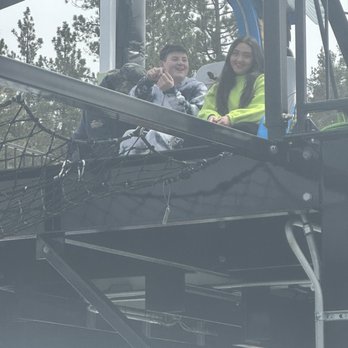 Mineshaft Coaster - Aiko and Parker finishing up on the zipline machine. - Amusement Parks Near Me - Big Bear Lake, California