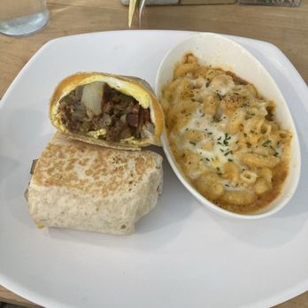 Periwinkle Kitchen - Breakfast Burrito w/ Baked Mac & Cheese - American Near Me - Johns Island, South Carolina Periwinkle Kitchen - Breakfast Burrito w/ Baked Mac & Cheese - American Near Me - Johns Island, South Carolina