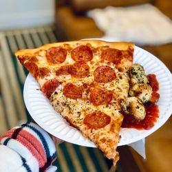 Johnny's The Bronx Pizza - Pepperoni Slice Pizza and Garlic Knots