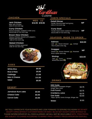 Menu photo 4 MS Caribbean Providence Forge, VA