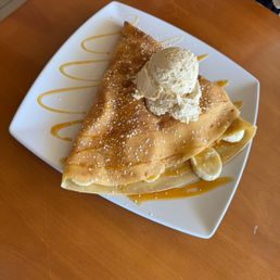 Salted Caramel Banana Crepe with Cookie Butter Gelato