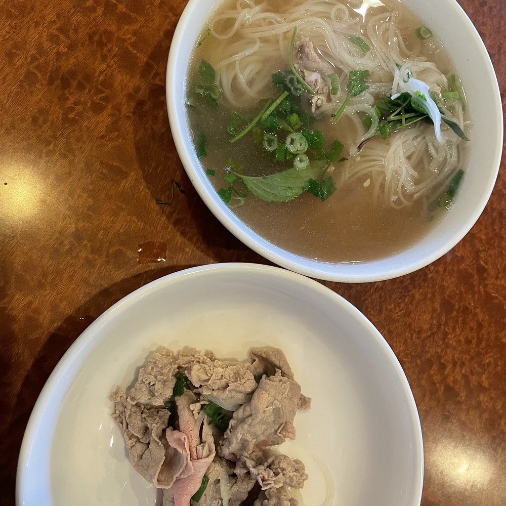 Pho So 1 - Small Pho Tai (#19, rare steak with rice noodle in Pho soup). I asked for another bowl to split it. - Vietnamese Near Me - Simi Valley, California