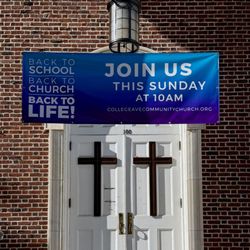 College Avenue Community Church - Front doors of the College Avenue Community Church, in New Brunswick, New Jersey