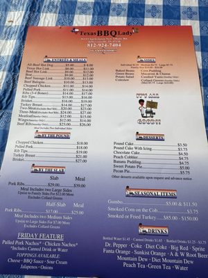 Menu photo 1 Texas BBQ Lady Jeffersonville, IN