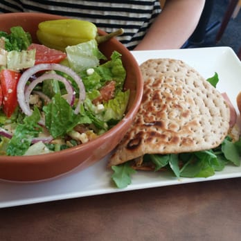 Panera Bread - Try any 2 meal... chicken, ham and swiss on flat bread. And their yummy Greek salad - Sandwiches Near Me - Corona, California