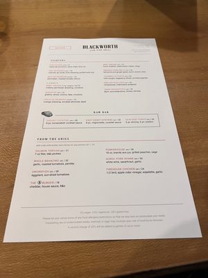Menu photo 3 Blackworth Live Fire Grill Lititz, PA