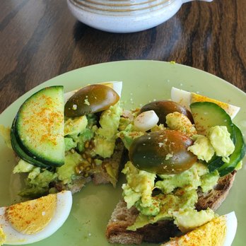 Inner Circle Cafe - Avocado toast with hard boiled egg. Fresh fruit cup with grape, strawberry, apple, banana. - Coffee & Tea Near Me - Scottsdale, Arizona