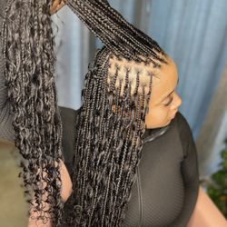 Braids By Madi - Small boho knotless braids waist length