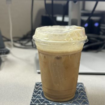 Stu's Brews - Iced brown sugar oatmilk latte with cold foam - Coffee & Tea Near Me - Eureka, California