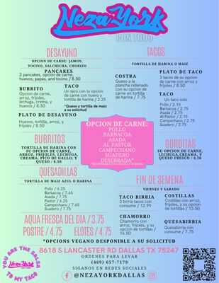 Menu photo 1 Neza York Con Todo Dallas, TX Menu photo 1 Neza York Con Todo Dallas, TX