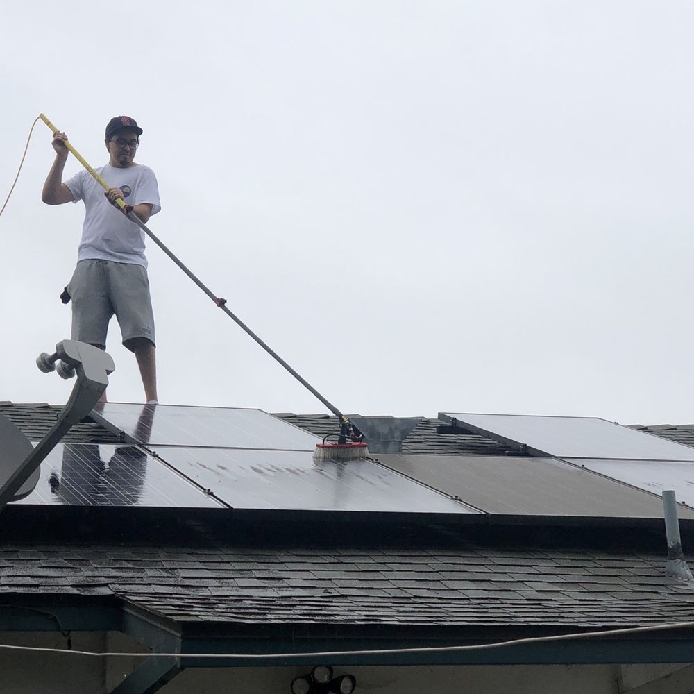 Mr. Solar Clean - One of these things is not like the others. One lonely, dirty panel in the midst of all those clean ones! - Solar Panel Cleaning Near Me - Carson, California Mr. Solar Clean - One of these things is not like the others. One lonely, dirty panel in the midst of all those clean ones! - Solar Panel Cleaning Near Me - Carson, California