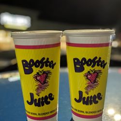 Booster Juice - Very berry (left) and lemon berry (right) smoothies. BOGO to celebrate Booster Juice' 24th birthday.