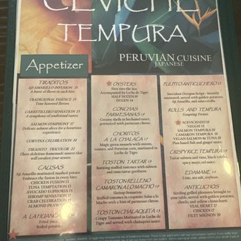 Ceviche Tempura - Menu (Front) - Peruvian Near Me - Miami, Florida Ceviche Tempura - Menu (Front) - Peruvian Near Me - Miami, Florida