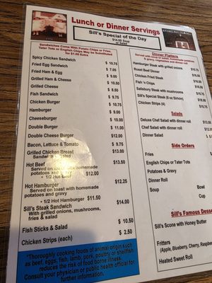 Menu photo 1 Sill's Cafe Layton, UT
