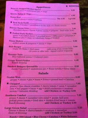 Menu photo 8 Rooster's Roadhouse Denton, TX