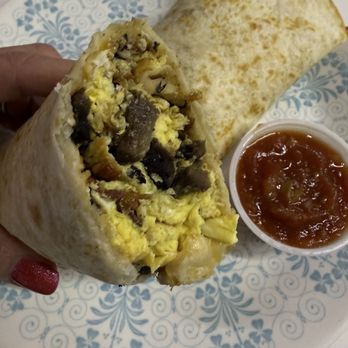 Millgrove Diner - Burrito filled with eggs and mushrooms! - Diners Near Me - Quincy, Indiana Millgrove Diner - Burrito filled with eggs and mushrooms! - Diners Near Me - Quincy, Indiana