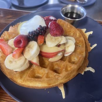 Madrez Cafe - Homemade waffle....a light crispy crust with a fluffy flavorful center. Also, to live for!!! - Coffee & Tea Near Me - Flagstaff, Arizona