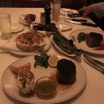 McKendrick's Steak House - Filet with lobster tail, lobster mac and asparagus - Steakhouses Near Me - Atlanta, Georgia