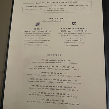 Michael Mina - Menu page 1 - New American Near Me - Las Vegas, Nevada Michael Mina - Menu page 1 - New American Near Me - Las Vegas, Nevada