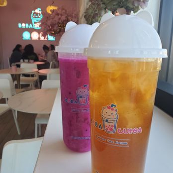 Boba CuCue - Dragonfruit smoothie(?) and a peach tea - Bubble Tea Near Me - Gilbert, Arizona Boba CuCue - Dragonfruit smoothie(?) and a peach tea - Bubble Tea Near Me - Gilbert, Arizona