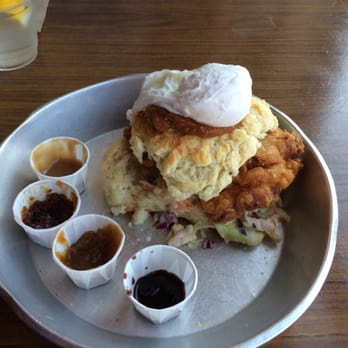 Biscuit Head - Mimosa Chicken Biscuit with jams from the Jam Bar. - Bakeries Near Me - Asheville, North Carolina