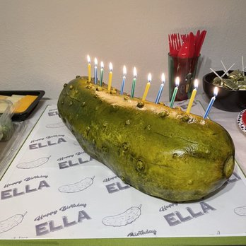 Debbie Does Cakes - a pickle with candles on it - Custom Cakes Near Me Debbie Does Cakes - a pickle with candles on it - Custom Cakes Near Me
