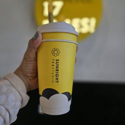 Sunright Tea Studio - San Bernardino - Hot oolong coffee milk tea with boba